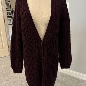 Ottod Ame Women's Burgundy Cardigan Sweater